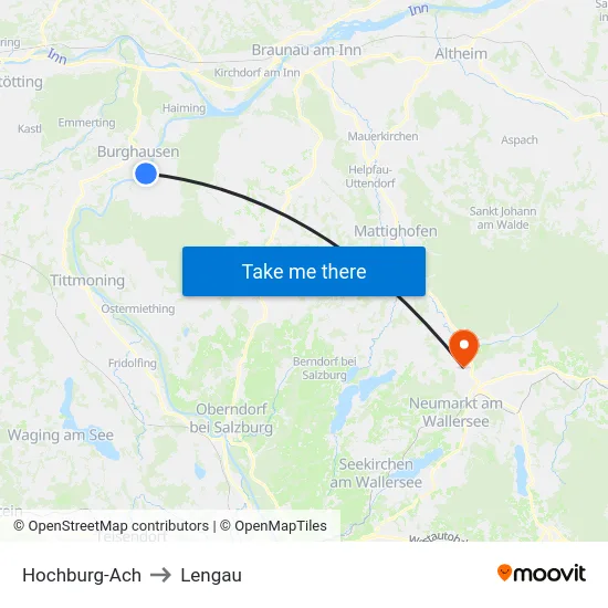 Hochburg-Ach to Lengau map