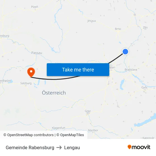 Gemeinde Rabensburg to Lengau map