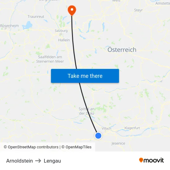 Arnoldstein to Lengau map