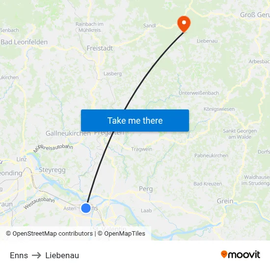 Enns to Liebenau map