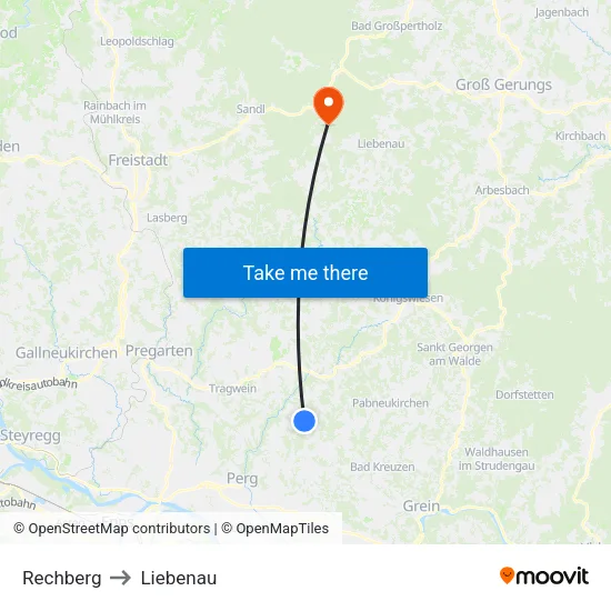 Rechberg to Liebenau map
