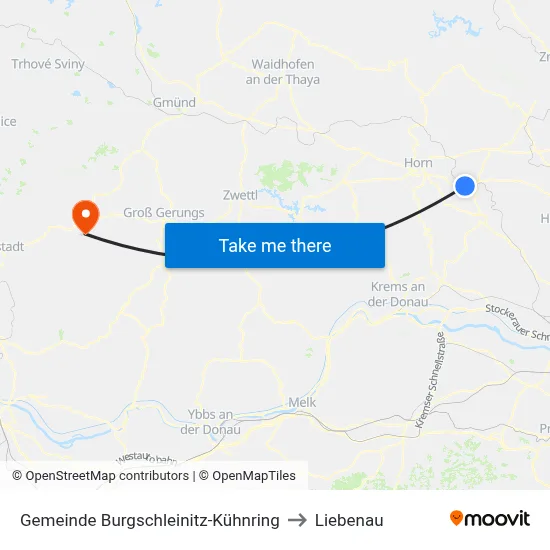 Gemeinde Burgschleinitz-Kühnring to Liebenau map