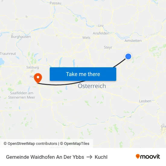 Gemeinde Waidhofen An Der Ybbs to Kuchl map
