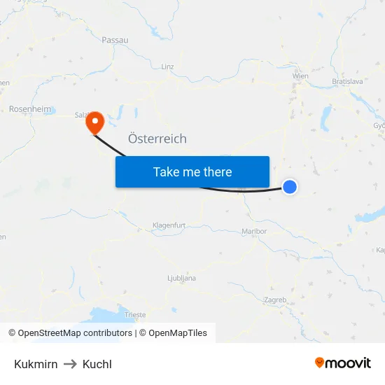 Kukmirn to Kuchl map