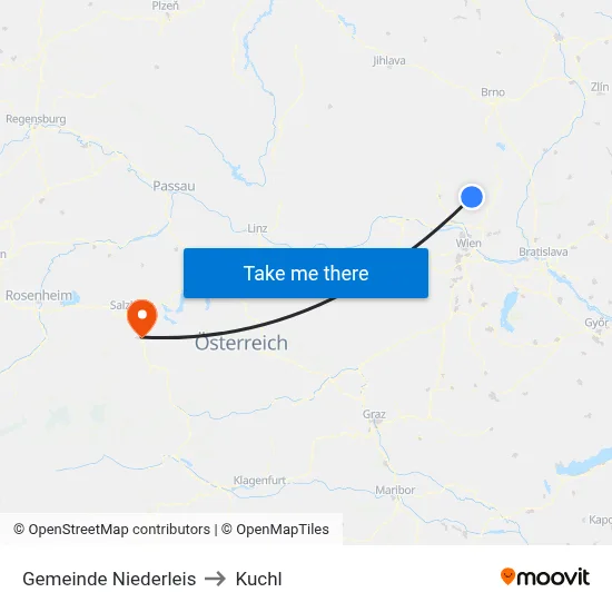 Gemeinde Niederleis to Kuchl map