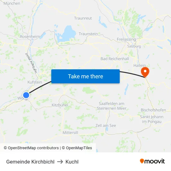 Gemeinde Kirchbichl to Kuchl map