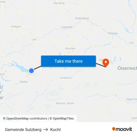 Gemeinde Sulzberg to Kuchl map