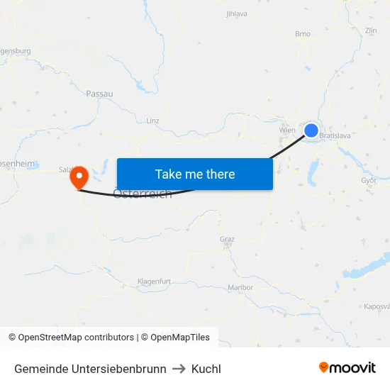 Gemeinde Untersiebenbrunn to Kuchl map