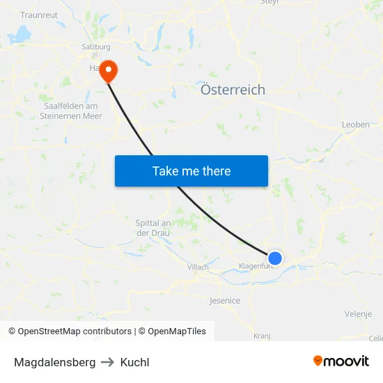 Magdalensberg to Kuchl map