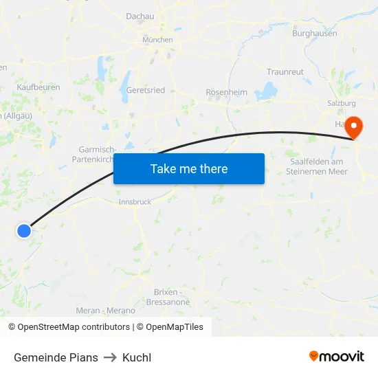Gemeinde Pians to Kuchl map