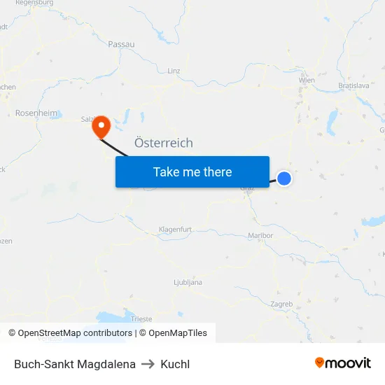 Buch-Sankt Magdalena to Kuchl map