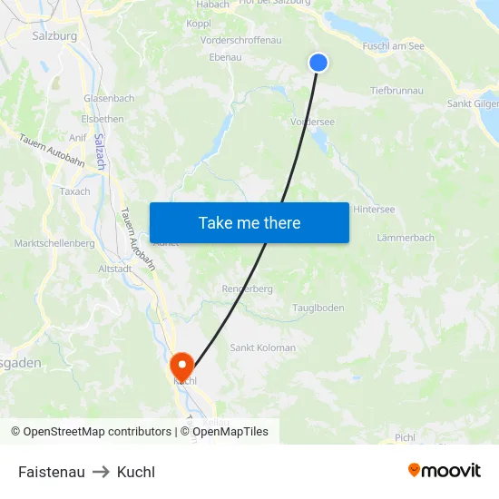 Faistenau to Kuchl map