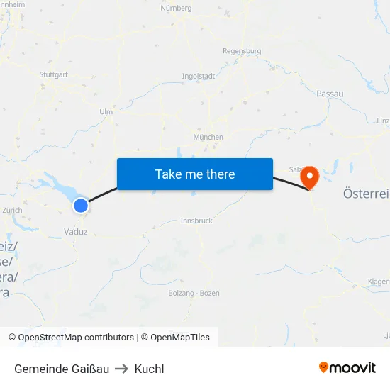 Gemeinde Gaißau to Kuchl map