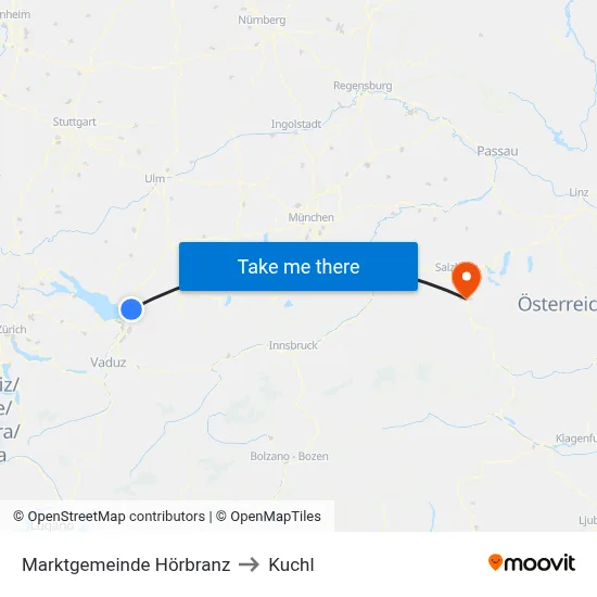 Marktgemeinde Hörbranz to Kuchl map