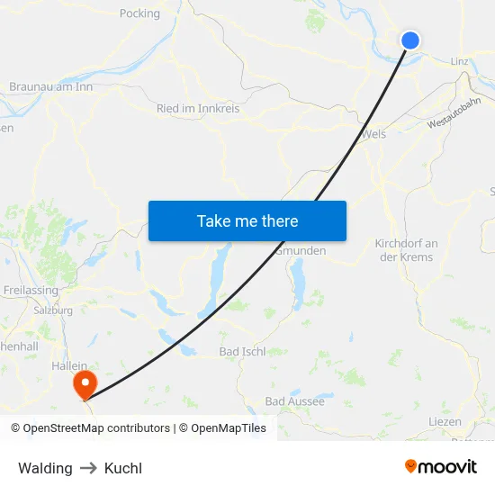 Walding to Kuchl map