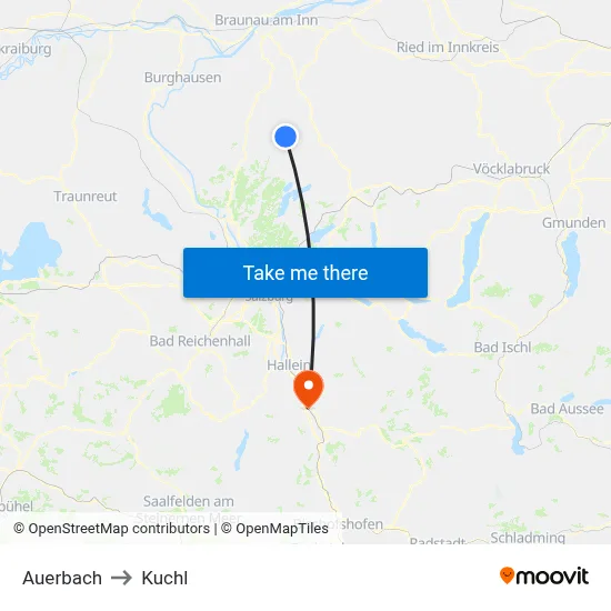 Auerbach to Kuchl map