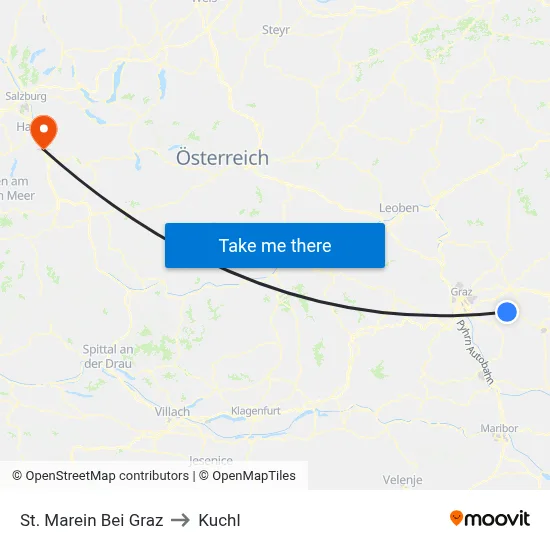 St. Marein Bei Graz to Kuchl map