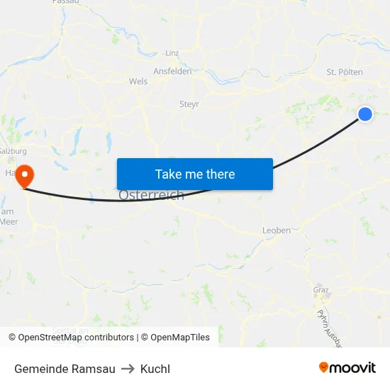 Gemeinde Ramsau to Kuchl map