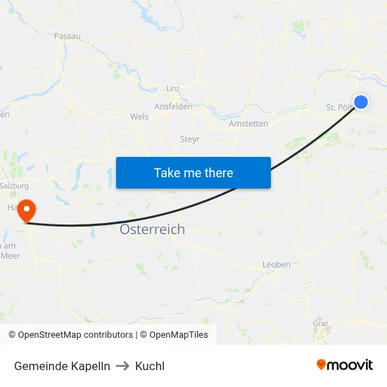 Gemeinde Kapelln to Kuchl map