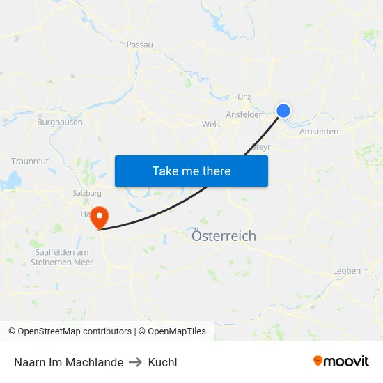 Naarn Im Machlande to Kuchl map