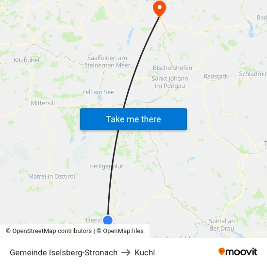 Gemeinde Iselsberg-Stronach to Kuchl map