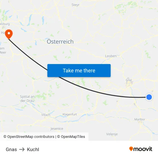 Gnas to Kuchl map