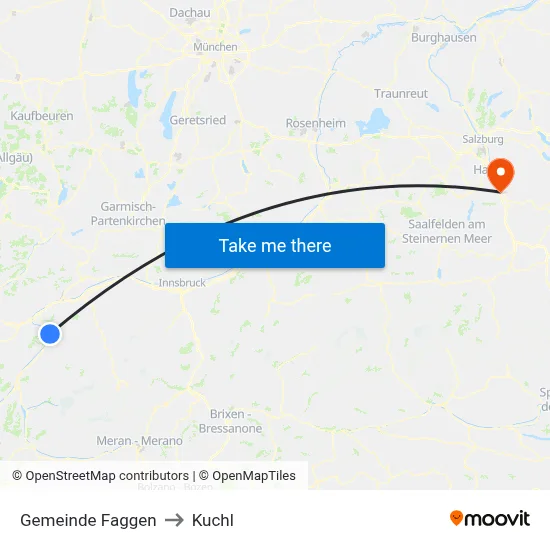 Gemeinde Faggen to Kuchl map