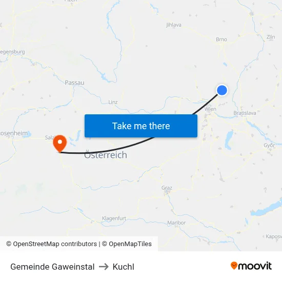 Gemeinde Gaweinstal to Kuchl map