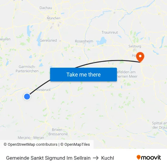 Gemeinde Sankt Sigmund Im Sellrain to Kuchl map