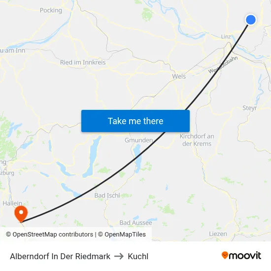 Alberndorf In Der Riedmark to Kuchl map