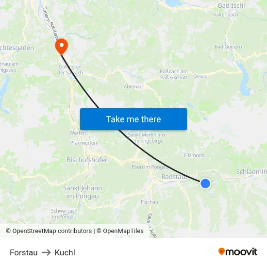 Forstau to Kuchl map