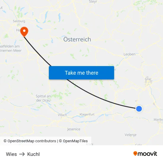 Wies to Kuchl map