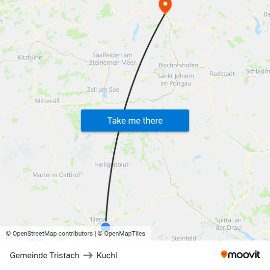 Gemeinde Tristach to Kuchl map