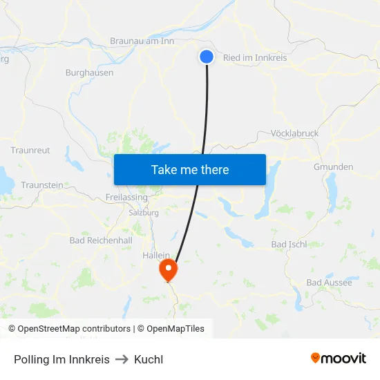 Polling Im Innkreis to Kuchl map