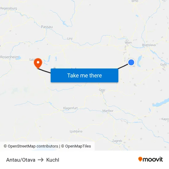 Antau/Otava to Kuchl map
