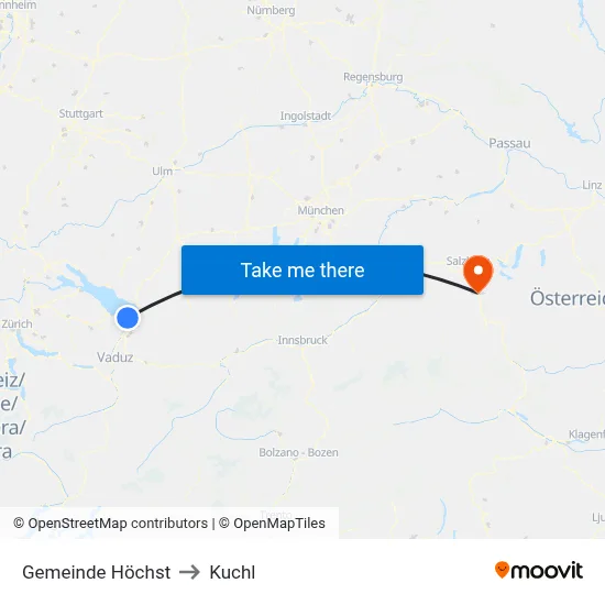 Gemeinde Höchst to Kuchl map