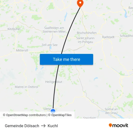 Gemeinde Dölsach to Kuchl map
