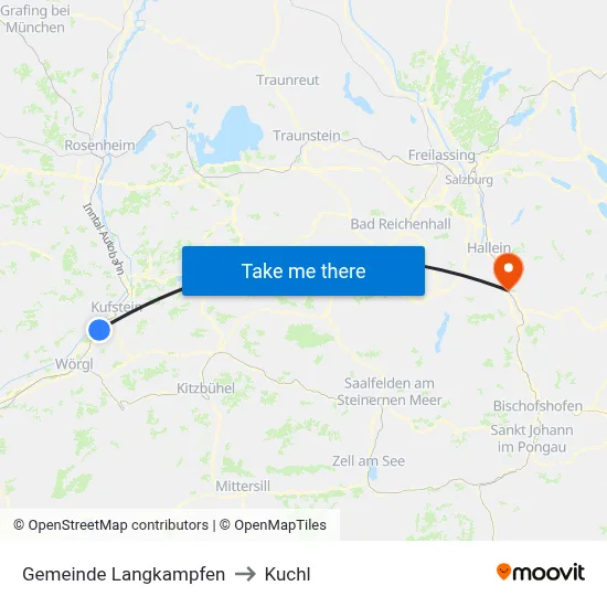 Gemeinde Langkampfen to Kuchl map