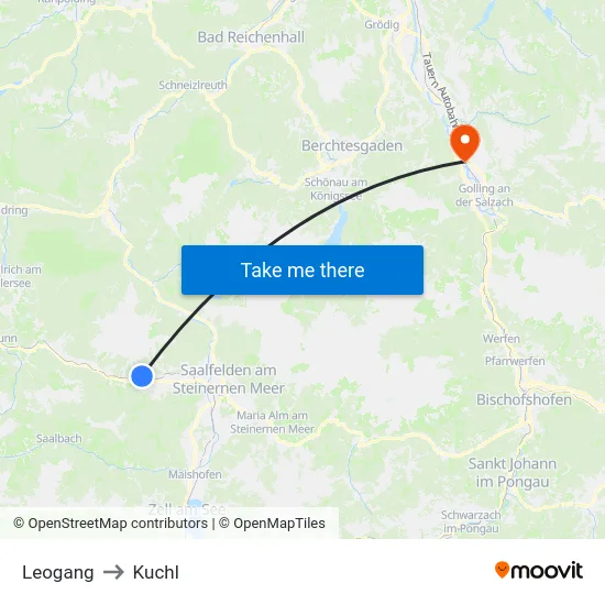 Leogang to Kuchl map
