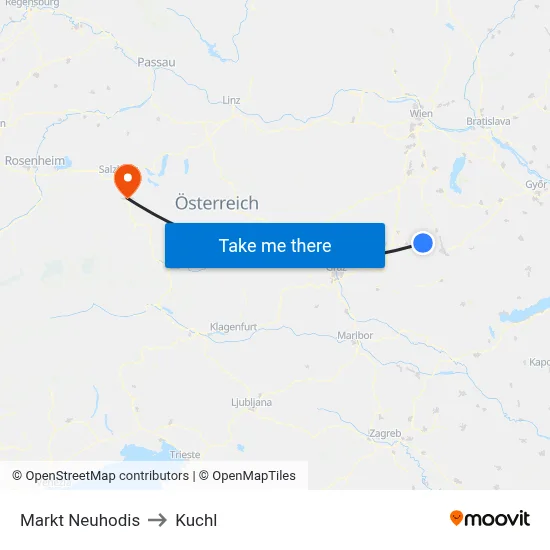 Markt Neuhodis to Kuchl map