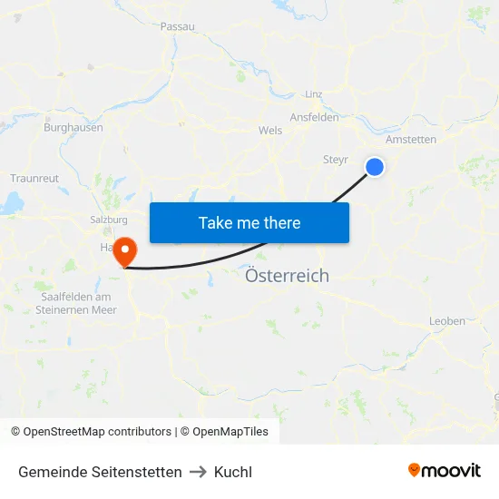 Gemeinde Seitenstetten to Kuchl map