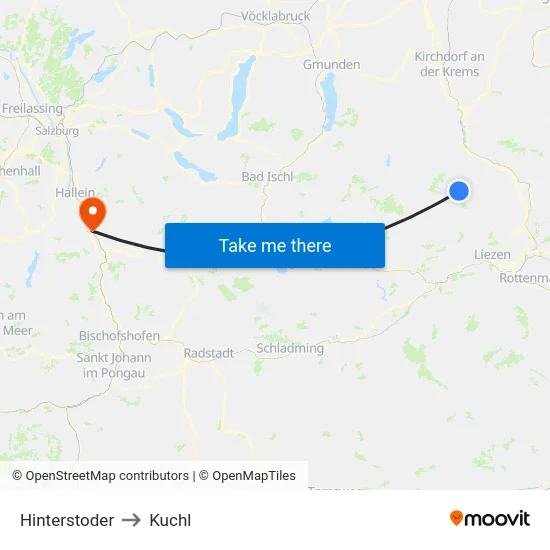 Hinterstoder to Kuchl map