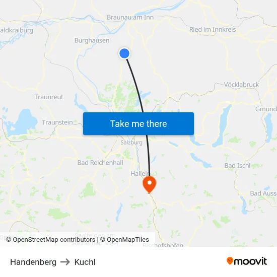 Handenberg to Kuchl map