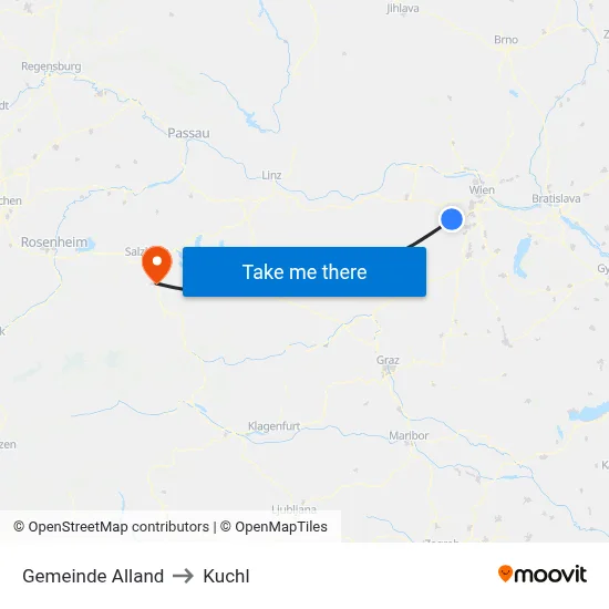 Gemeinde Alland to Kuchl map