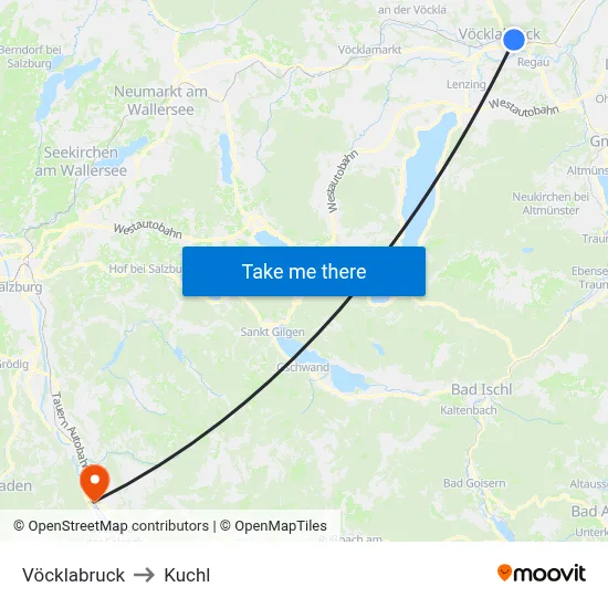 Vöcklabruck to Kuchl map