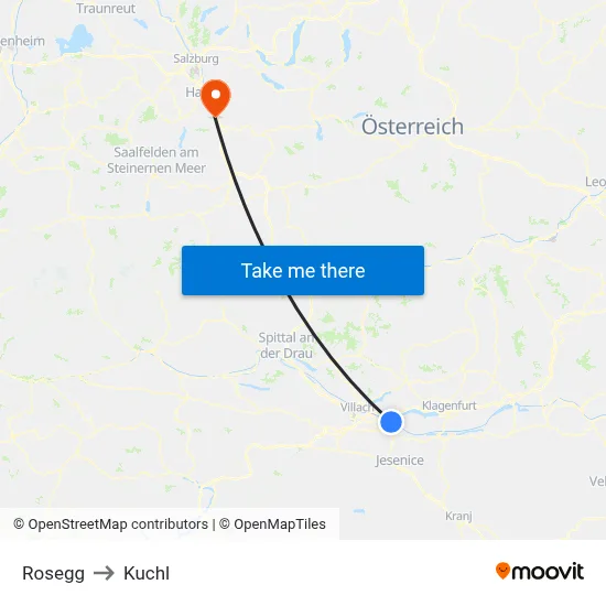 Rosegg to Kuchl map