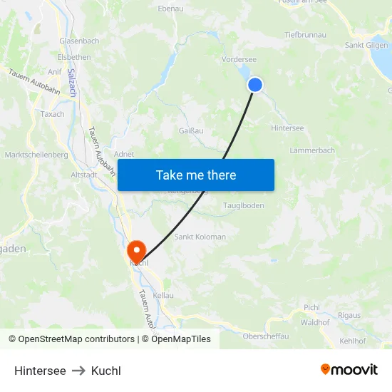 Hintersee to Kuchl map