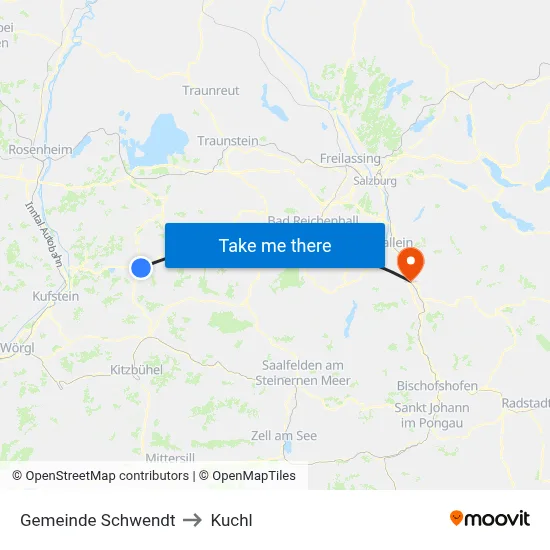Gemeinde Schwendt to Kuchl map