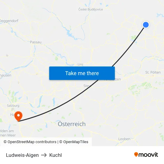 Ludweis-Aigen to Kuchl map