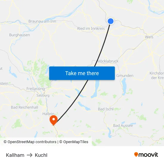 Kallham to Kuchl map